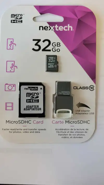 Nextech 32GB MicroSDHC card with a USB adapter, View more