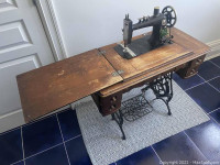 Antique Singer Sewing Machine and Base