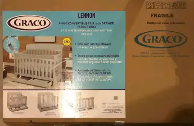 BNIB Graco 4-in-1 Convertible Crib with Drawers (Lennon) - Grey, View more