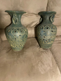 Decorative urns. 15 x 8”. Quite heavy