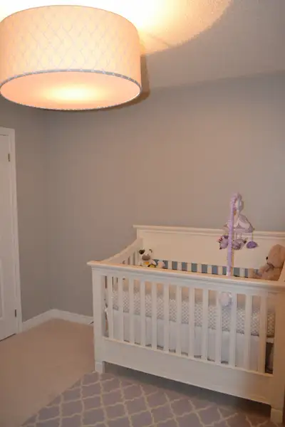 pottery barn kids crib skirt - white w/ grey trim, View more