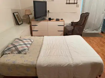 400 sq ft basement studio with separate entrance. It's good for a single man. A woman has never rent...