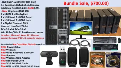 Bundle, PC, Monitor, Keyboard & Mouse, Webcam, speaker, Wireless, View more