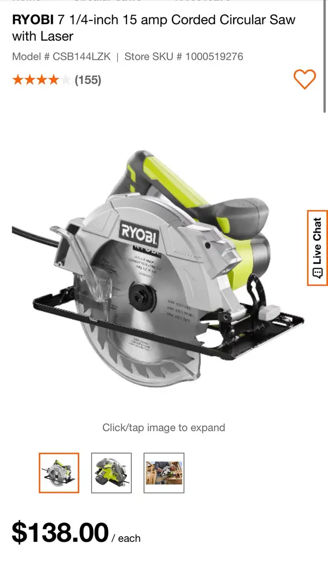 Ryobi Circular Saw in Power Tools in City of Toronto - Image 5