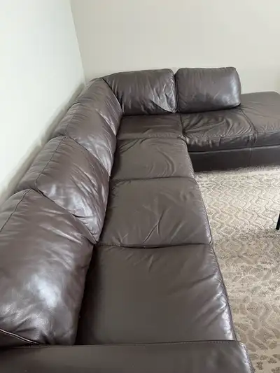 Natuzzi Leather Sectional - dark brown genuine leather, View more