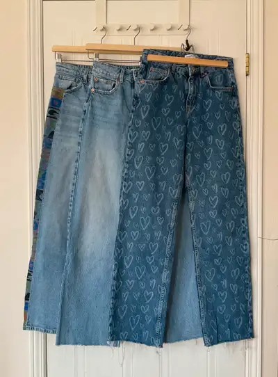 3 jeans à jambes large fille 12-14 ans,Garage,H&M, Pull&Bear, View more