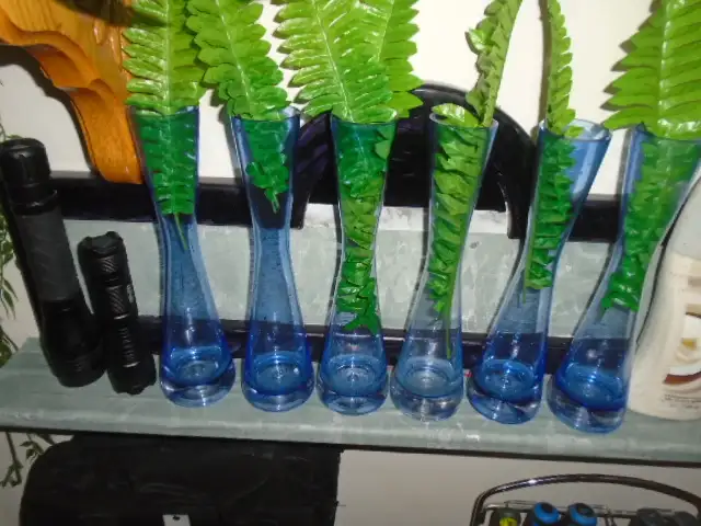 6 Bud Cobalt Blue Vases Set
