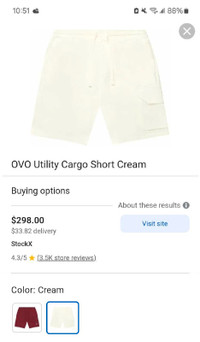 BRAND NEW WITH TAGS OVO CREAM CARGO SHORTS $79.99