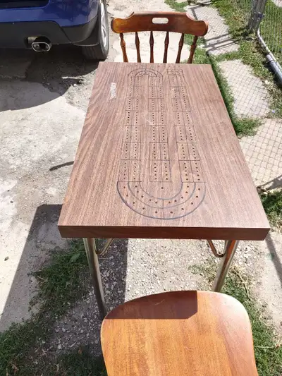 Cribbage table and chairs , View more