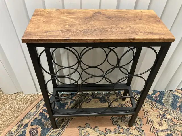 NEW Wine Rack 9 Bottles Black Metal Wood Table Top 24.5x19x8.25" in Home Décor & Accents in City of Toronto - Image 3