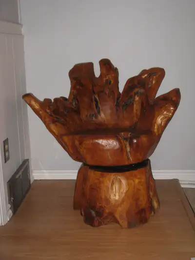 Fabulous Handcrafted Wood Swivel Chair, View more