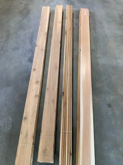 24 8’ x 5 1/4” x 5/8”. Ideal for small closet or accent walls.