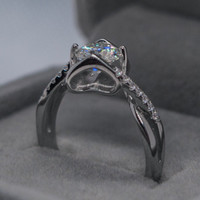 1 Carat D Colour VVS1 Moissanite Diamond Ring Hearts