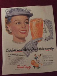 1952 Florida Orange Juice Original Ad