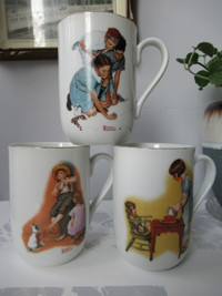 3 Porcelain Mugs Norman Rockwell Collection by IMM