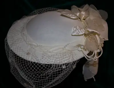 Ecru Hat with Veil, View more
