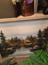 Original oil painting old barn