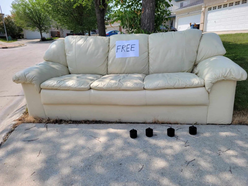 White leather couch with slight damage FREE Free Stuff Winnipeg