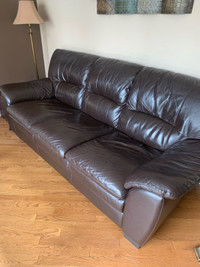 Brown Leather Sofa & Loveseat
