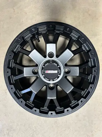 System 3 SB-4 true beadlock wheels. Set of five wheels. 15” diameter x 7” wide. 4/137 bolt pattern w...