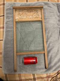 Vintage Canadian  Washboard, well used but cracked glass $30