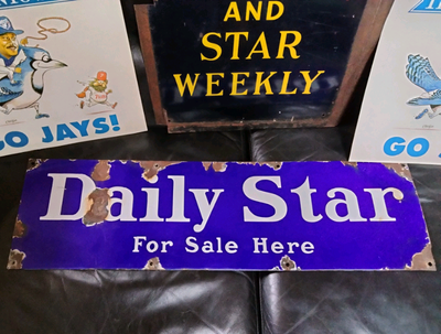#Torontostar A few pieces of Toronto history, a porcelain sign at 28 inches, a tin cutaway at 20 inc...
