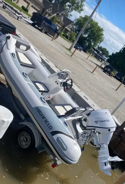 The Highfield Sport 360 is an 11' 11" (3.62m) aluminum-hull RIB designed as a deluxe tender or runab...