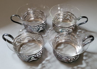 Vintage Schott & Denz Mainz JENAer Glas Tea Cup Silverplated