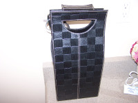 stunning Black Leather Double Wine Bottle Bag