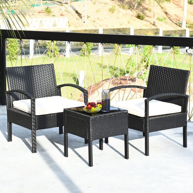 NEW Costway 3PCS Patio Rattan Furniture Set Table & Chairs Set in Other in Mississauga / Peel Region - Image 4