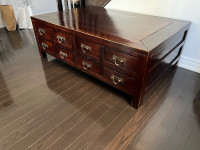Solid wood coffee table with drawers 