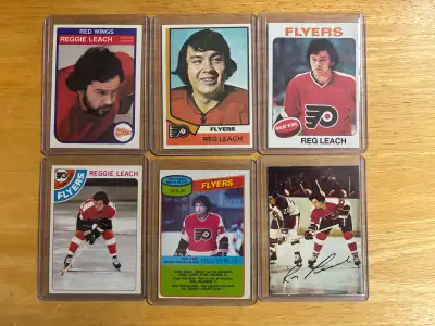 (6) Vintage Reggie Leach Flyers  Mixed (OPC/Topps) Card Lot, View more