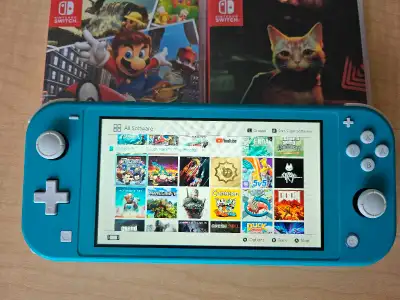 Nintendo switch lite + Mario Odyssey+ Strey, View more