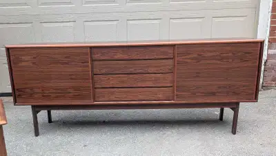 Danish mid century quality rosewood and teak credenza , View more