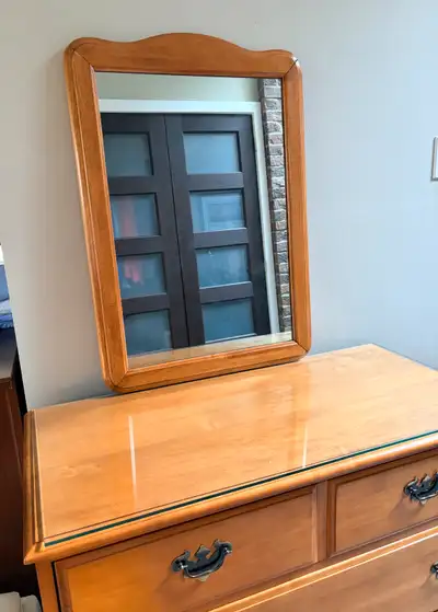 Wooden dresser with mirror, View more