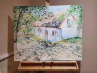 Oil painting/ tableau a l'huile " Natal village" REDUCED PRICE