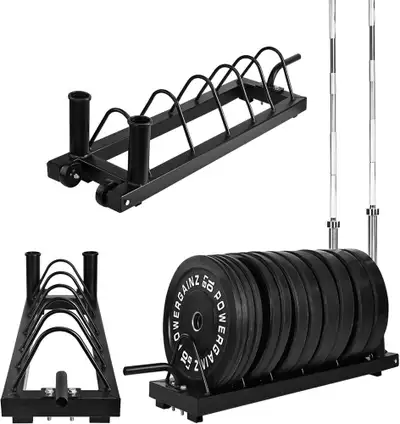 Fitvids Horizontal Plate and Olympic Bar Rack Organizer, View more