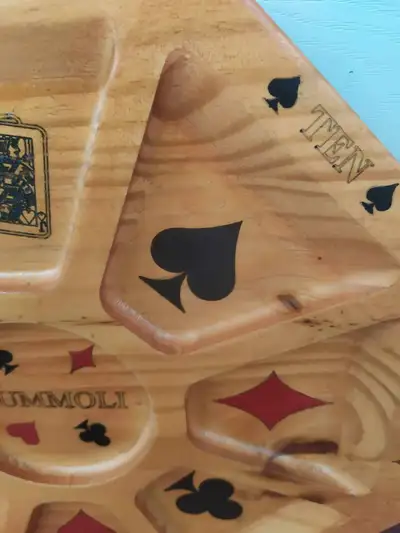 Hand-Painted Wood Rummoli Game Board: Revolving Board., View more