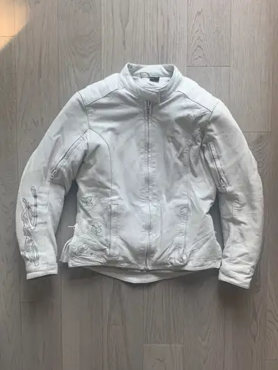 White Leather Motorcycle Jacket - Women's Small, View more