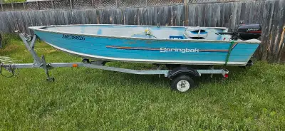 14' Aluminum boat, motor & trailer., View more