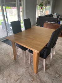 Solid maple dining table and 6 chairs