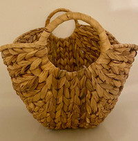 Water Hyacinth Basket, Hoop Handles, 16x12x10 inches