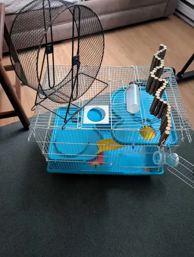 Hamster cage and big scilent wheel , View more