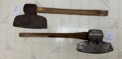 vintage broad axe (2) log beam hewing etc, View more