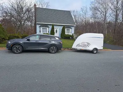 2008 Royal cargo fiberglass trailer Rear ramp door. Fits my 2014 honda valkyrie. Has wheel chocks in...