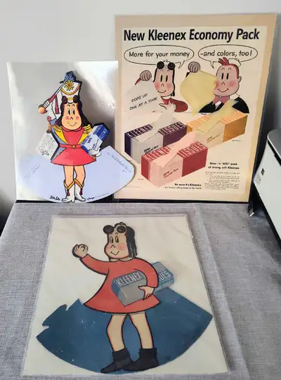 Original 1950's Little Lulu Kleenex ad & store displays, View more