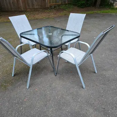 Silver and Black Patio Table and Chairs, View more