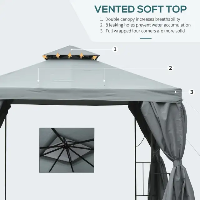 10' x 10' Patio Gazebo Outdoor, Canopy Shelter with Double-tier  in Patio & Garden Furniture in Markham / York Region - Image 5