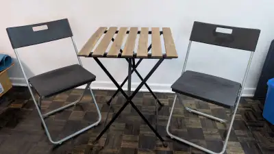 Folding Bistro/ Patio Table and 2 Chairs Set, View more