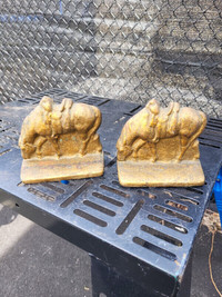 Cast Iron Saddled Grazing Horse Bookends